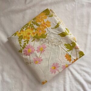 Vintage Full Size Flat Sheet beautiful bright floral Pacific Miracale